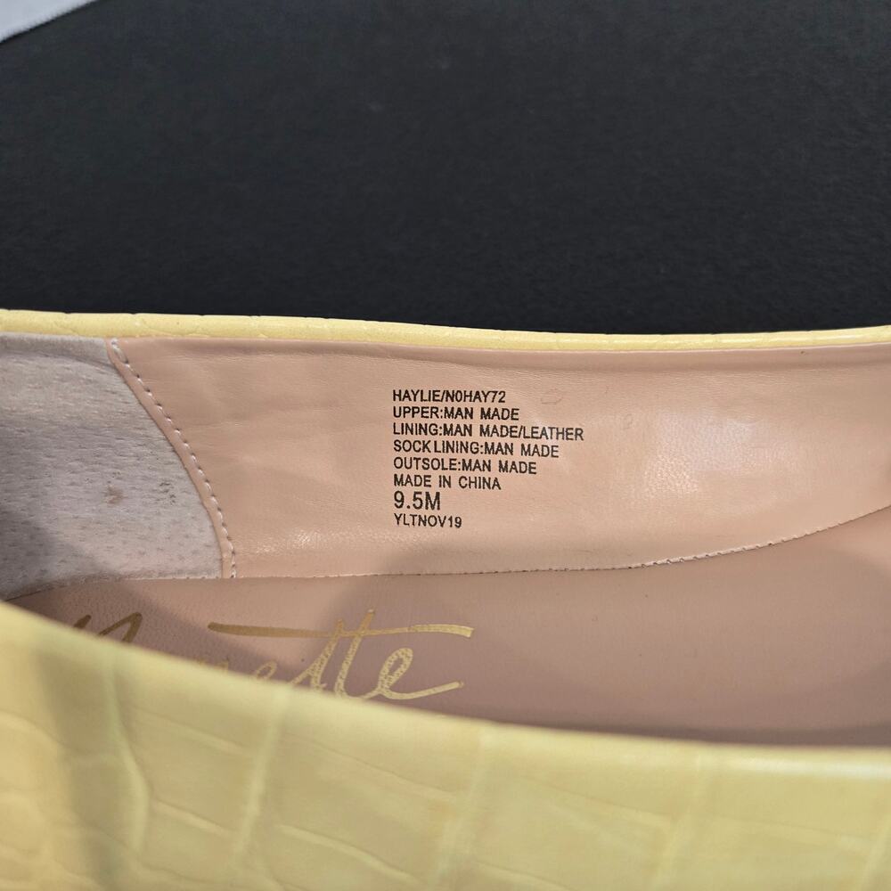 Nanette Lapore Haylie Ballet Flats Yellow Crocodile Embossed Sz 9.5M Officecore - Picture 11 of 12